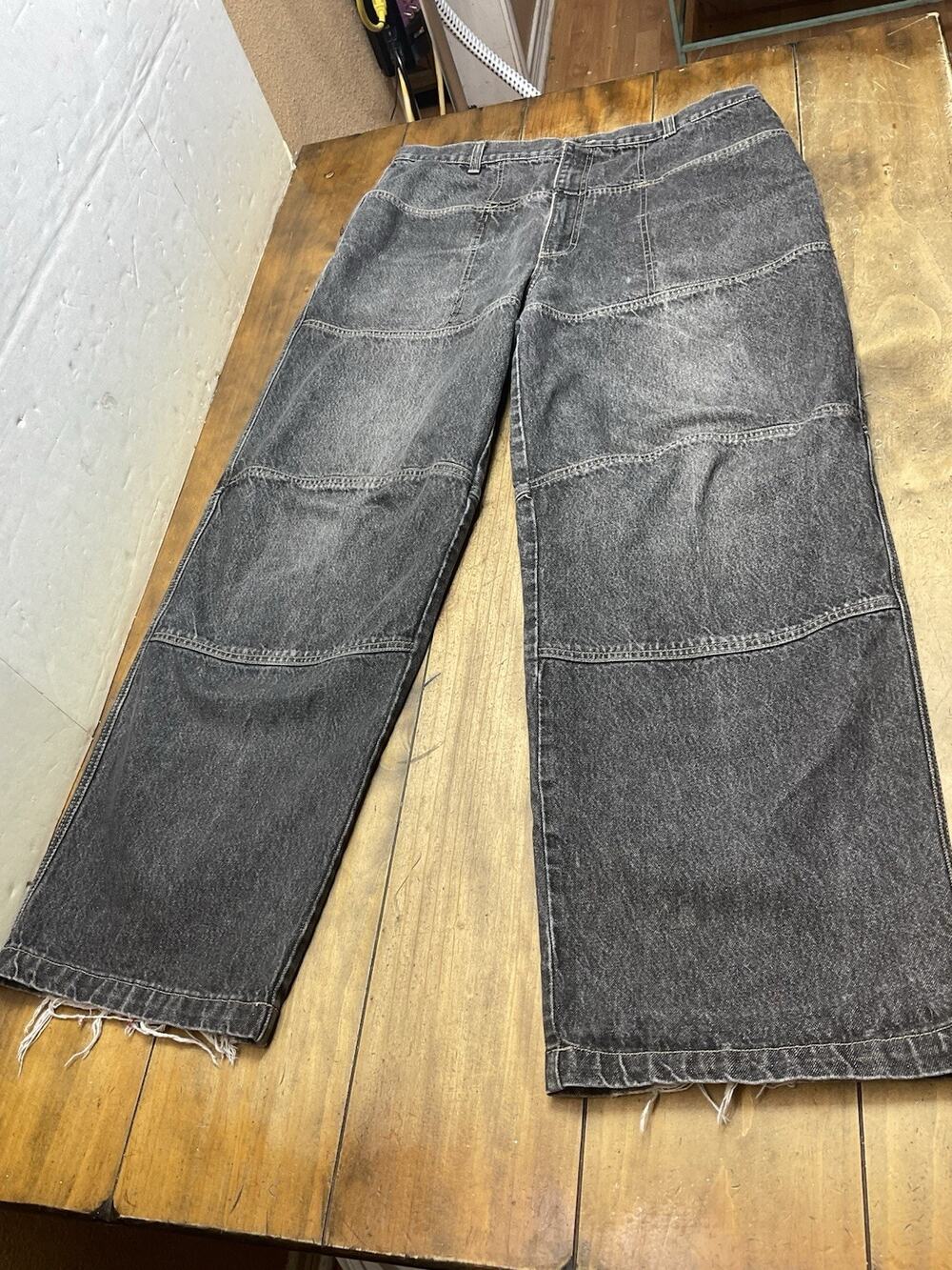 Marithe Francois Girbaud Mens Baggy Jeans Faded Black Wash Size 38x32